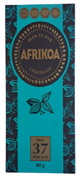 AFRIKOA 37% MILK CHOCOLATE 80G BAR