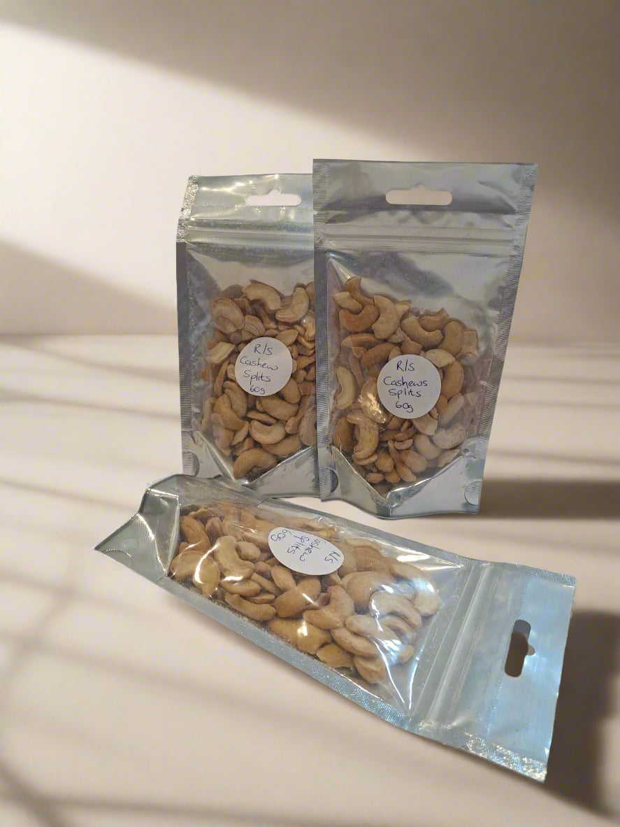CASHEW SPLITS ROASTED AND SALTED 60g pack