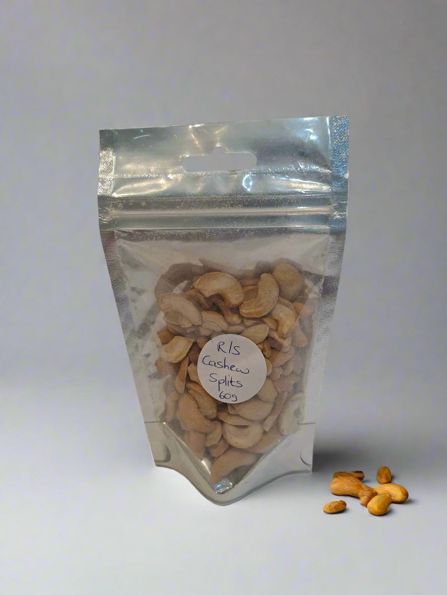 CASHEW SPLITS ROASTED AND SALTED 60g pack